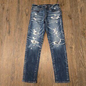 American Eagle Airflex+ Mens Jeans 28x32 Distressed Athletic Blue Jeans